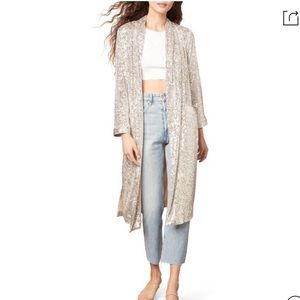 BB DAKOTA Sequined Duster Jacket In Silver